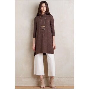 Anthropologie - Puella Naeve Dress Turtleneck Brown ribbed tunic 3/4 sleeve
